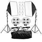 Kit 2 Soft Box Quadruplo 50x70 Com 8 Lâmpadas E Uma 1 Bolsa