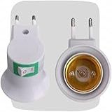 Kit 2 Soquetes Bocal E27 Adaptador Lâmpada Tomada Com Chave Liga Desliga  Bivolt  Cor Branco