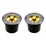 Kit 2 Spot Led Balizador Chão Piso 5w Embutir Branco Quente