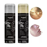 Kit 2 Spray Popper Glitter P Cabelo Corpo Brilho Removível