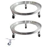Kit 2 Suporte Circular Para Botijão De Gás E Vaso De Plantas Em Alumínio Fundido Rústico Super Resistente 3 Rodas 5 PONTOS