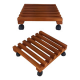Kit 2 Suporte De Vaso Com Rodas Para Plantas Deck De Madeira