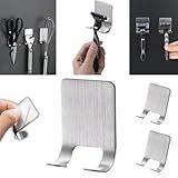 KIT 2 Suporte GANCHO TODO EM INOX ADESIVO FORTE PARA PAREDE Aparelho PORTA Lâmina Barbear CARREGADOR DE CELULAR ALTA ADERÊNCIA SUPORTA ATÉ 4KG COR PRATEADO SEM FUROS MULTIUSO