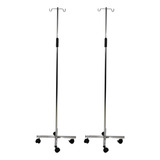 Kit 2 Suporte Para Soro Inox Regulagem De Altura Com Rodízio