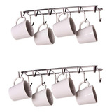Kit 2 Suporte Porta 12 Xícaras Fixar Armário Organizador