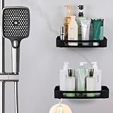 Kit 2 Suporte Porta Shampoo Sabonete Inox Acessório Banheiro Cozinha Recipiente Xampu Preto Retangular 