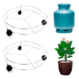 Kit 2 Suportes Botijão Gás E Suporte Planta Rodinhas