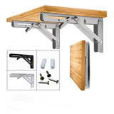 Kit 2 Suportes Inox Mão Francesa Dobrável Retrátil 20cm