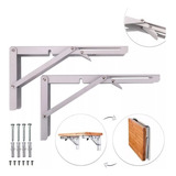 Kit 2 Suportes Mão Francesa Dobrável Retrátil Reforçada 20cm