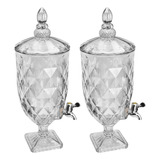 Kit 2 Suqueiras De Cristal Com Pé 5l Diamond Lyor Torneira D