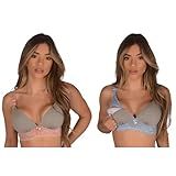 Kit 2 Sutiãs De Amamentação Com Bojo Sutian Renda Reforçado Pós Parto Feminino Confortável Gestante Maternidade Soutien Sustentação Para Amamentar As2 Alpha M Regular Rosê Azul