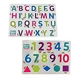 Kit 2 Tabuleiro Alfabeto Números Formas Brinquedo Educativo Quebra Cabeça Pedagógico Alfabetização