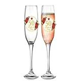 Kit 2 Taças De Champanhe 210ml Vidro Personalizada Bodas De Ouro 50 Anos Casamento Celebração Presente Casal Aniversário Taça Decorativa