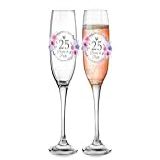 Kit 2 Taças De Champanhe 210ml Vidro Personalizada Bodas De Prata 25 Anos Casamento Celebração Presente Casal Aniversário Taça Decorativa