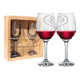 Kit 2 Taças Vinho Personalizadas Caixa Presente Kraft