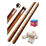 Kit 2 Tacos Bar Sinuca Jogo De Bilhar Ponteira Couro 3 Giz