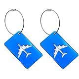 Kit 2 Tags Identificador De Mala Mochila Bagagem Viagem Alumínio Resistente Azul