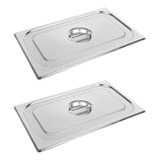 Kit 2 Tampas Para Cuba Gastronômica Gn 1 1 Aço Inox Buffet