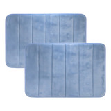 Kit 2 Tapetes De Banheiro Super Soft 60x40 Antiderrapante Cor Azul