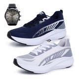 Kit 2 Tênis Masculino Esportivo Treino Brinde Relógio Combo