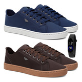 Kit 2 Tênis Masculino Leve E Confortável Relógio Promoção