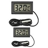 Kit 2 Termômetro Digital Portátil Com Tela LCD Medidor De Temperatura Para Freezer Geladeira Aquário Tanque Mini