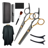 Kit 2 Tesouras Profissional Fio Navalha E Desfiadeira Capa