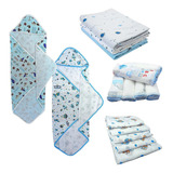 Kit 2 Toalhas 5 Fraldas 6 Pano Boca Babita 3 Cueiros Oferta