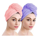 Kit 2 Toalhas De Secar Cabelo Turbante Anti frizz Com Botão