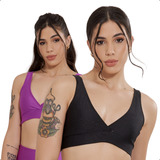 Kit 2 Top Academia Feminino Alta Sustentação Suporte Bojo