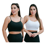 Kit 2 Top Alcinha Fina Academia Fitness C Bojo Suplex Power