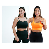 Kit 2 Top Alcinha Fina Academia Fitness C Bojo Suplex Power