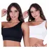 Kit 2 Top Cropped Um Ombro Só Básico Sem Bojo Alça Larga