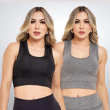 Kit 2 Top Feminino Nadador Alta Sustentação Academia Fitness