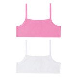 Kit 2 Top Infantil Menina Kyly Algodão Liso Branco E Rosa