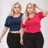 Kit 2 Tops Croppeds Blusinha Tshirt Moda Plus Size Feminina