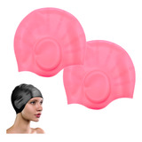 Kit 2 Touca De Natação Hidroginástica Silicone Cobre Ouvido