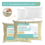 Kit 2 Travesseiro Impermeável Hospitalar Antialérgico Anti Mofo Silencioso Bege