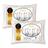 Kit 2 Travesseiros Pena De Ganso Silicone Macio Antiálergico Toque De Plumas Sintético Sustentavel Alto Noite Confortável Branco Theovitex