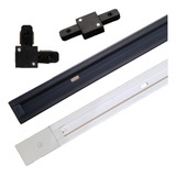 Kit 2 Trilho Eletrificado 1m 1 Conector Preto Ou Branco