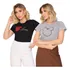 Kit 2 Tshirts  Feminina De Algodão Bordada Casual  Estilosa