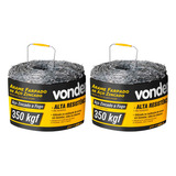 Kit 2 Un Arame Farpado Zincado Vonder Rolo 500 Metros 350kgf