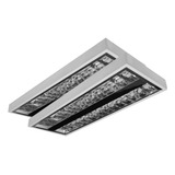 Kit 2 Un Luminária Aletada 60cm Calha Comercial Sobrepor P 2 Lâmpadas T5 2x28w Tubular 55cm Llumm