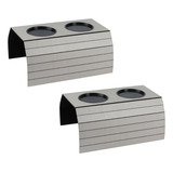 Kit 2 Uni Esteira Porta Copos Suporte Braço Sofá Mdf Cinza