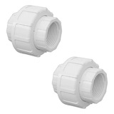 Kit 2 Uniao Com Rosca 1 Polegada Pvc Branca Tigre Roscavel