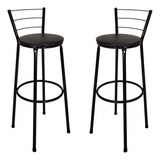 Kit 2 Unid Banqueta Alta Aço Balcão Bar Cozinha Gourmet Acabamento Da Estrutura Pintura Epóxi Preto