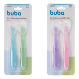 Kit 2 Unidades Colher De Silicone Bebe Buba Talher Macio