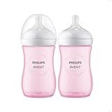 Kit 2 Unidades Mamadeiras 260 Ml Rosa Pétala Philips Avent Bico Antivazamento