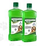 KIT 2 Unidades Shampoo Antipulgas E Carrapato Antiparasitário Para Cães Verde 500 Ml World Veterinária Higiene Banho Aroma De Erva Doce