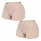 Kit 2 Unidades Short Íntimo Feminino Curto Anágua Calcinha Box Combinação Segunda Pele Proteção Combinete Mulheres Para Uso Debaixo De Saia E Vestido BR Alfa P Regular Nude 